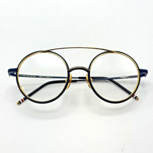 Thom Browne Eyeglasses Frames TB-108-C Navy Blue Gold Round Frame 50-21-141 New